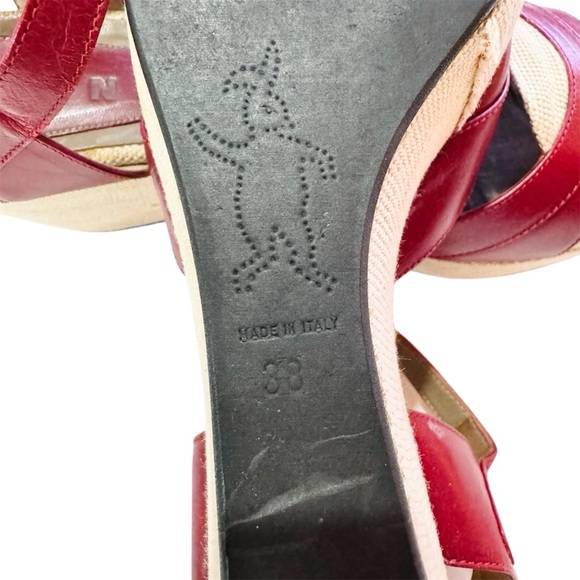 MARNI red leather wedge sandals MADE IN ITALY - Picture 9 of 13